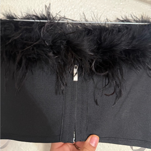 Superdown ramona bustier feather trim corset zip up crop top size small - Picture 7 of 9